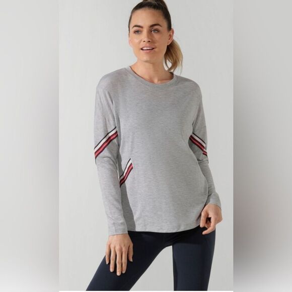 Lorna Jane Athleisure Striped Long Sleeve Top Lightweight Yoga Pilates Size XS - Picture 1 of 8
